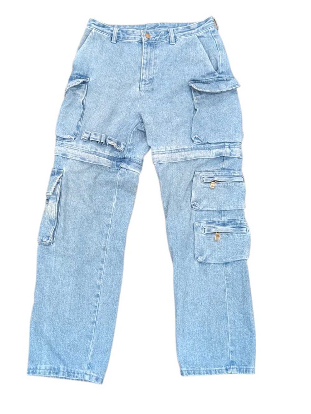 Yitai Convertible Cargo Denim Pants Small